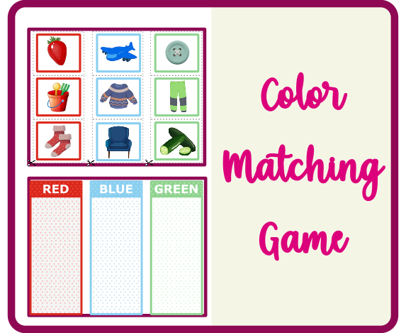 Color Matching Toddler Game Printable