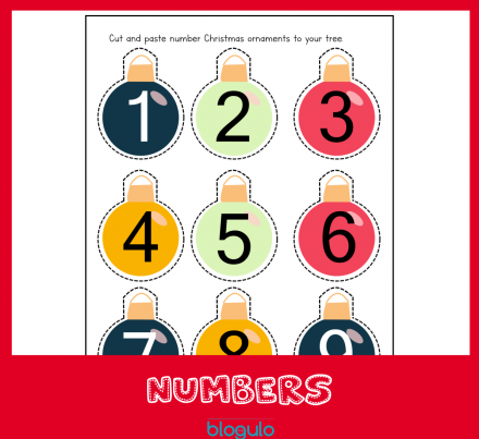 Christmas Numbers Cut and Paste Activity Printable Worksheet – Free Download