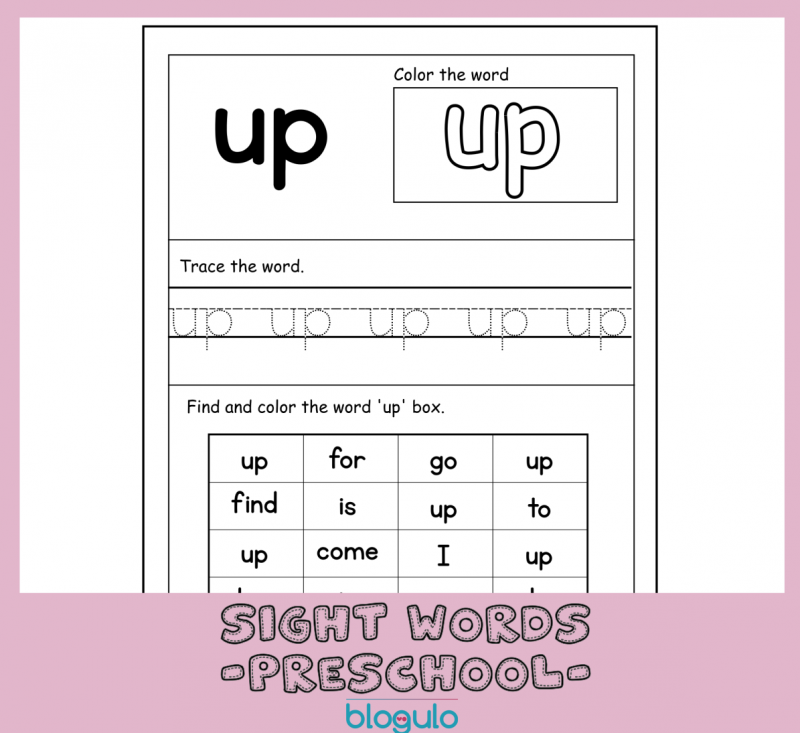 40 Sight Words Activities For Preschool  For “up”
