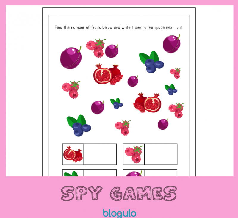 Fruits Spy Game Free Worksheets