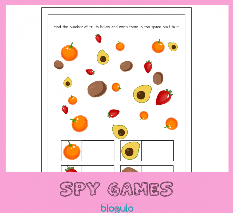 Fruits Spy Game Free Worksheets