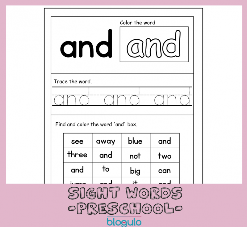 40 Sight Words Activities For Preschool  For “and”