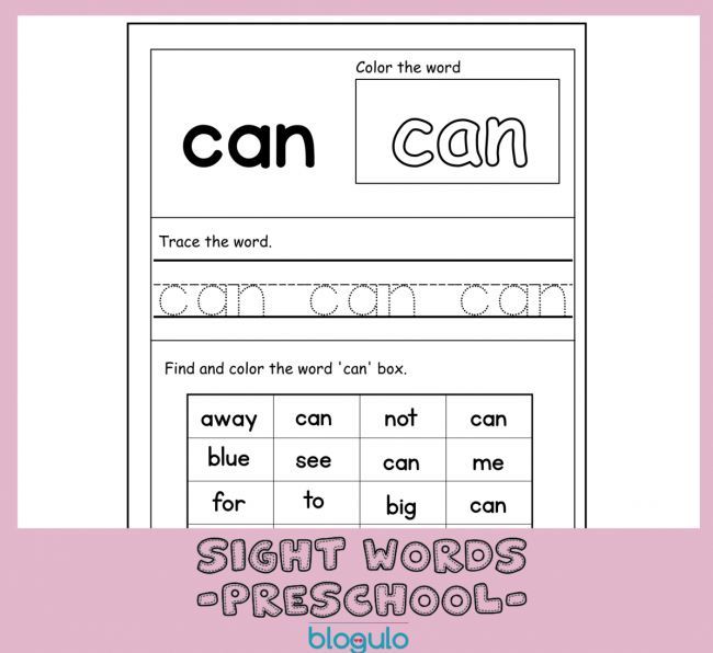 40 Sight Words Activities For Preschool  For “can”