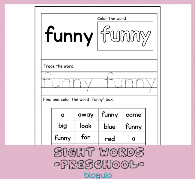 40 Sight Words Activities For Preschool  For “funny”