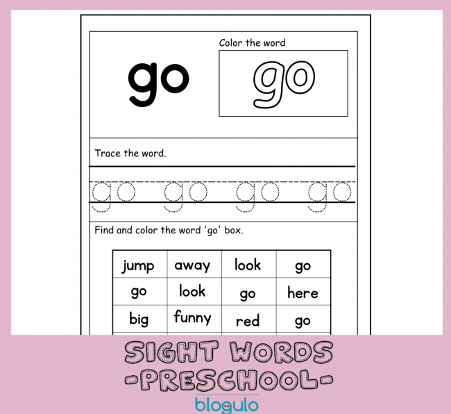 40 Sight Words Activities For Preschool  For “go”