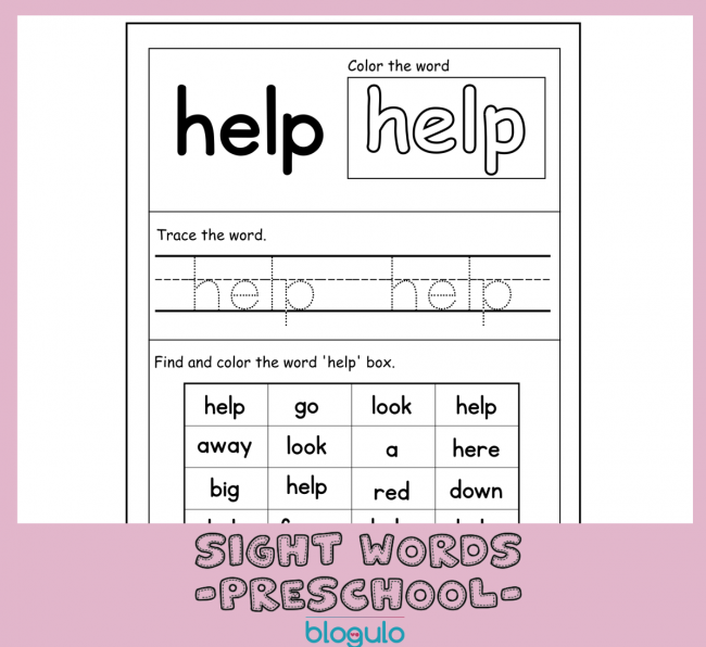 40 Sight Words Activities For Preschool  For “help”