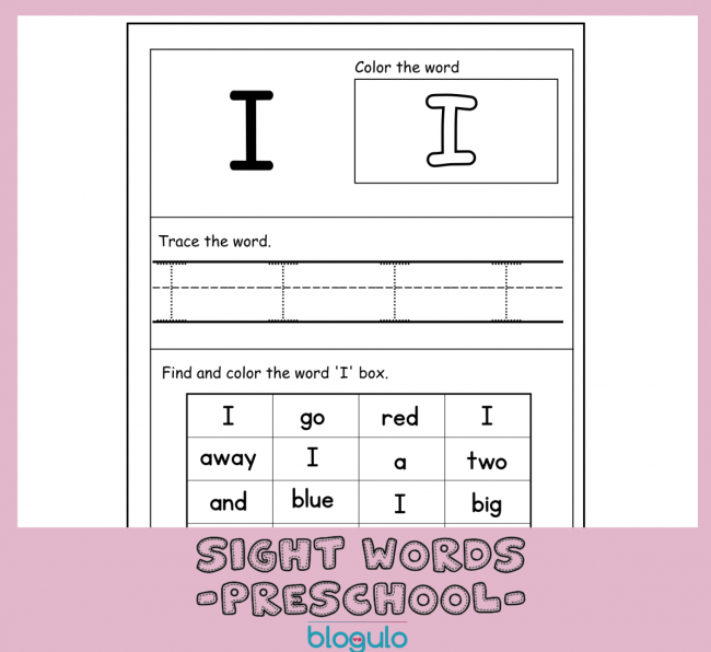 40 Sight Words Activities For Preschool  For “I”