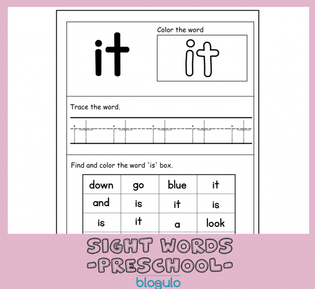 40 Sight Words Activities For Preschool  For “it”