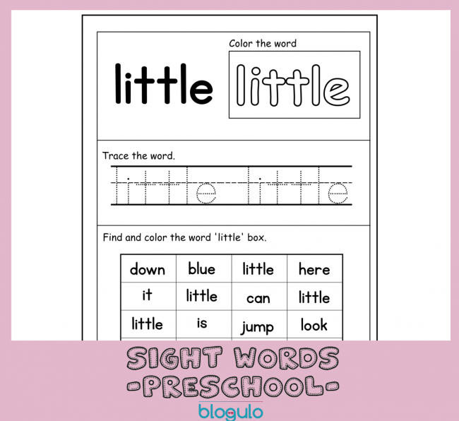 40 Sight Words Activities For Preschool  For “little”