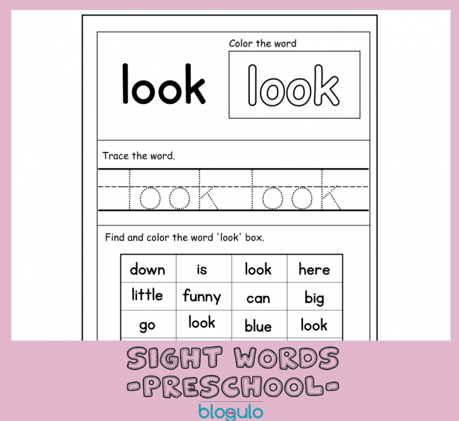 40 Sight Words Activities For Preschool  For “look”