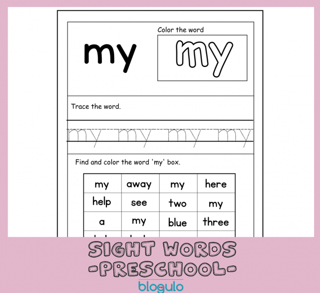 40 Sight Words Activities For Preschool  For “my”