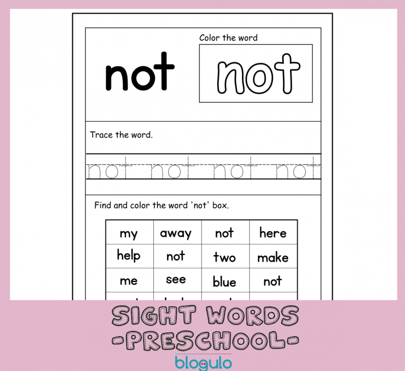 40 Sight Words Activities For Preschool  For “not”
